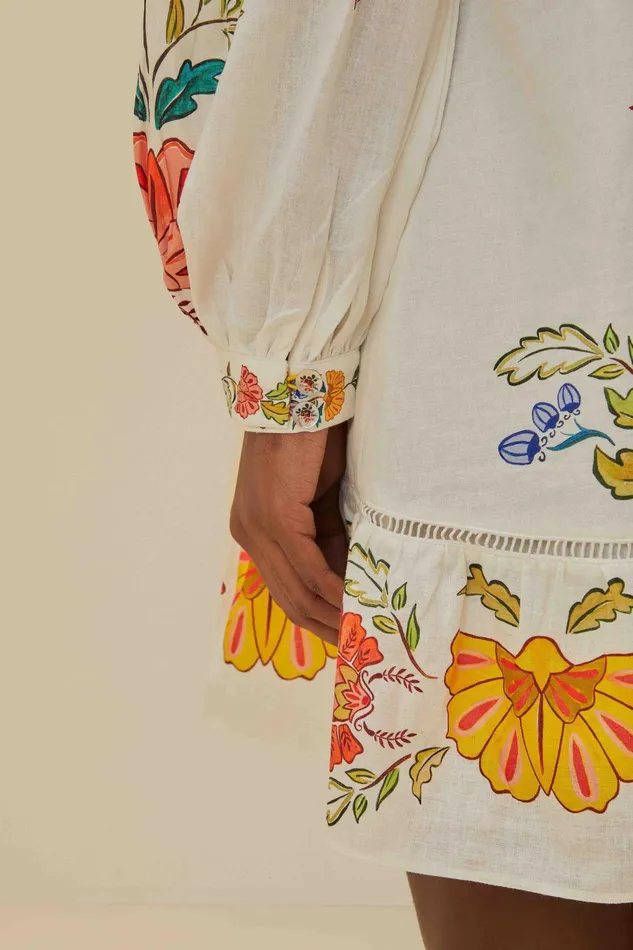 OffWhite Floral Insects Mini Dress Women Farm Rio Mini Dresses