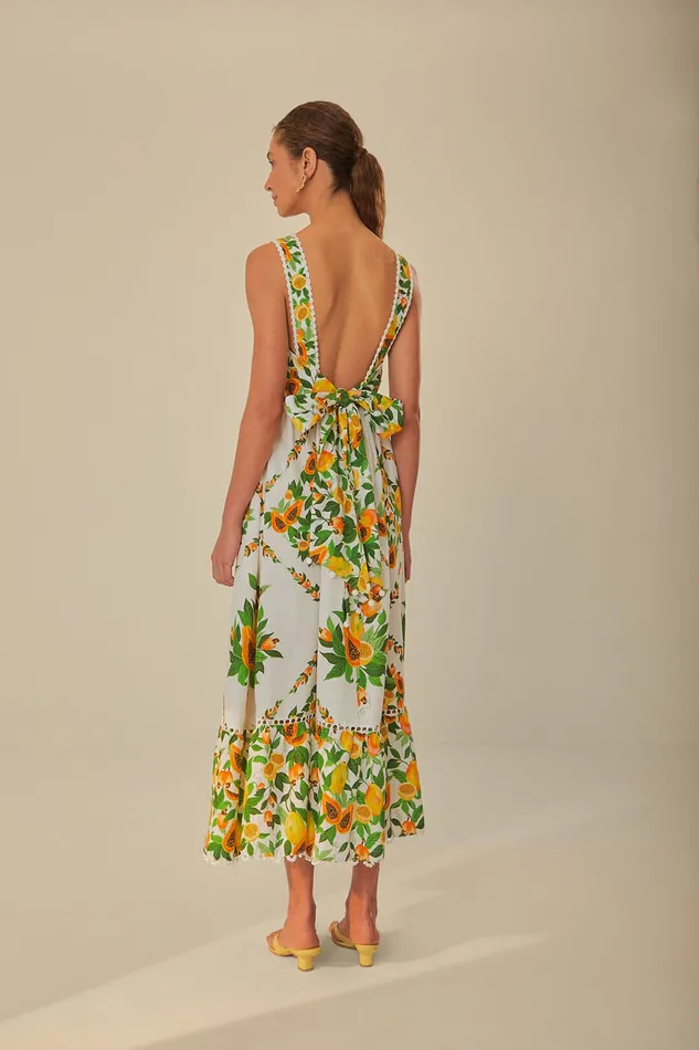 OffWhite Papaya Salad Scarf Lenzing Ecovero Euroflax Maxi Dress Women Farm Rio Maxi Dresses