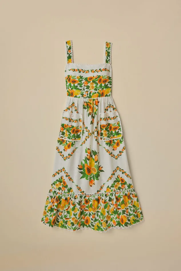 OffWhite Papaya Salad Scarf Lenzing Ecovero Euroflax Maxi Dress Women Farm Rio Maxi Dresses