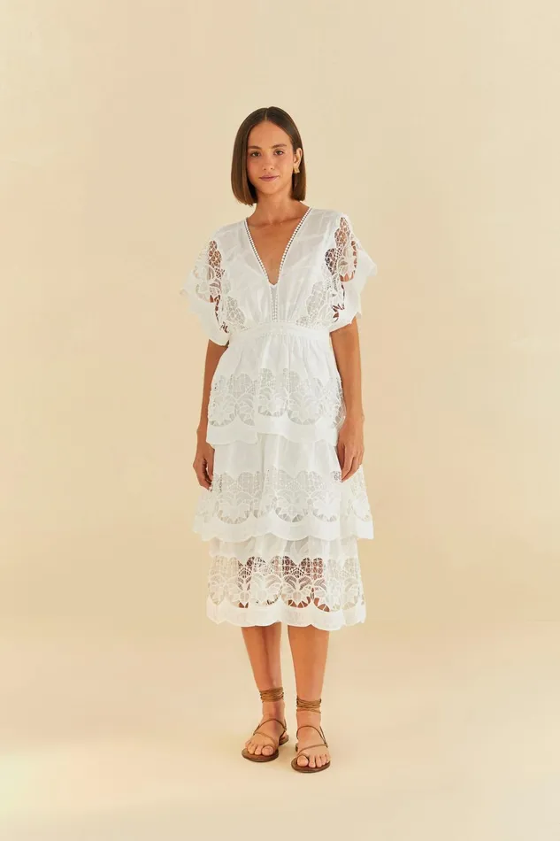 OffWhite Richelieu Midi Dress Women Farm Rio Midi Dresses