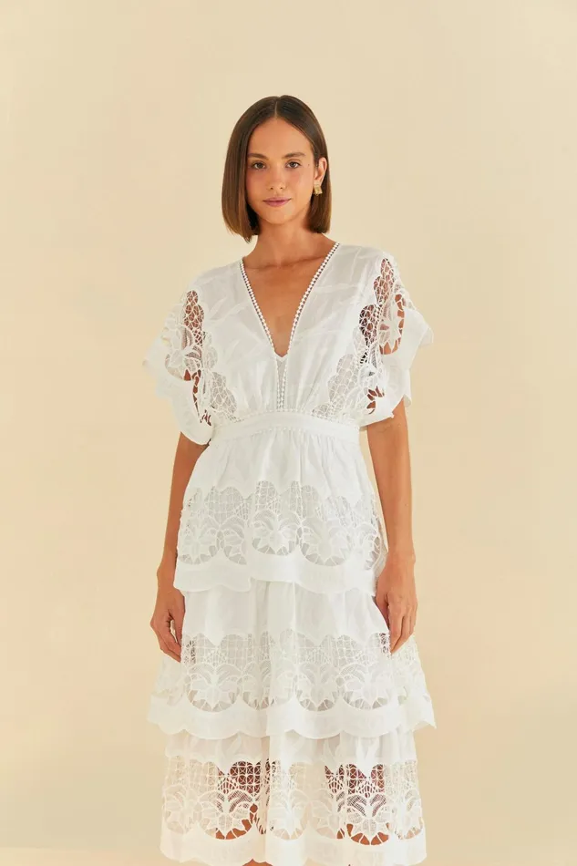 OffWhite Richelieu Midi Dress Women Farm Rio Midi Dresses