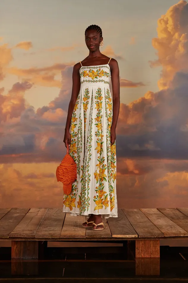 OffWhite Tropical Lightness Sleeveless Maxi Dress Women Farm Rio Maxi Dresses