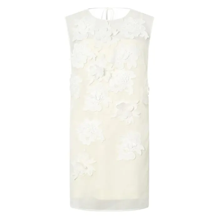 Oroton Dresses Lace Flower Sheer Dress Soft Cream 8211 Women