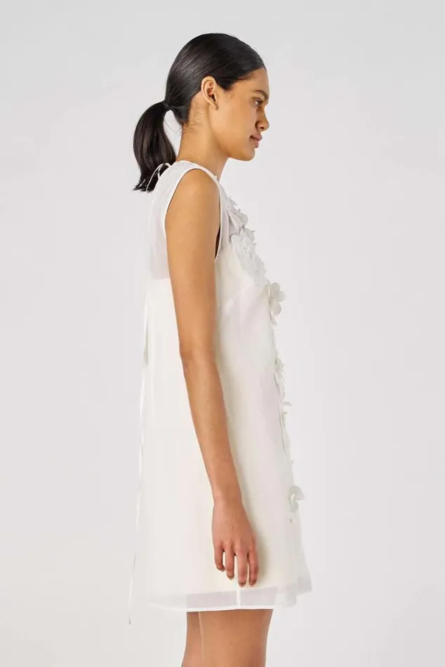 Oroton Dresses Lace Flower Sheer Dress Soft Cream 8211 Women
