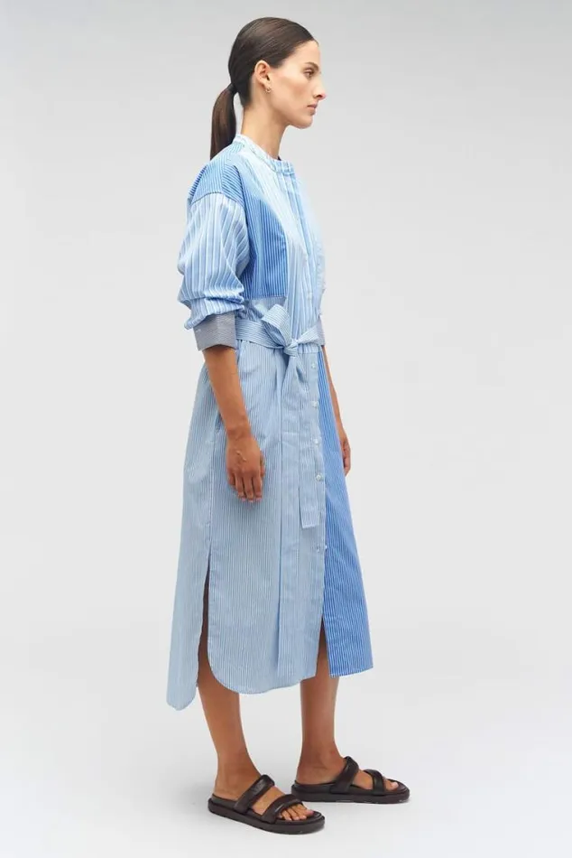 Oroton Dresses Mixed Stripe Shirt Dress Workwear Blue 8211 Women