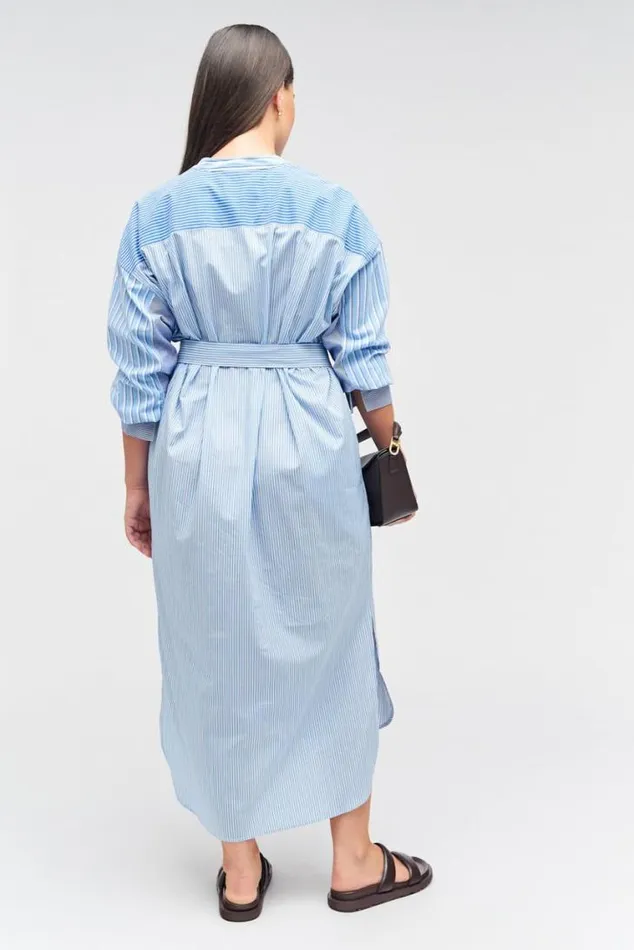 Oroton Dresses Mixed Stripe Shirt Dress Workwear Blue 8211 Women