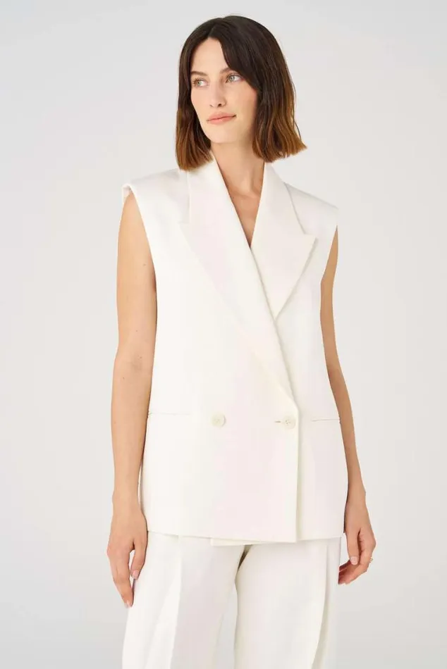 Oroton Jackets and Outerwear Sleeveless Waiter039s Jacket Cream 8211 Women
