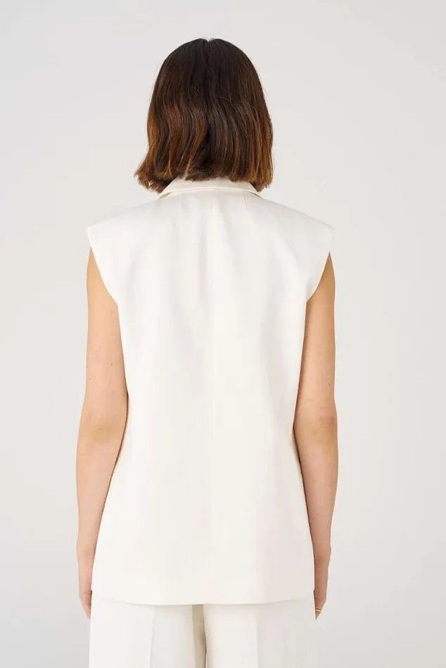 Oroton Jackets and Outerwear Sleeveless Waiter039s Jacket Cream 8211 Women