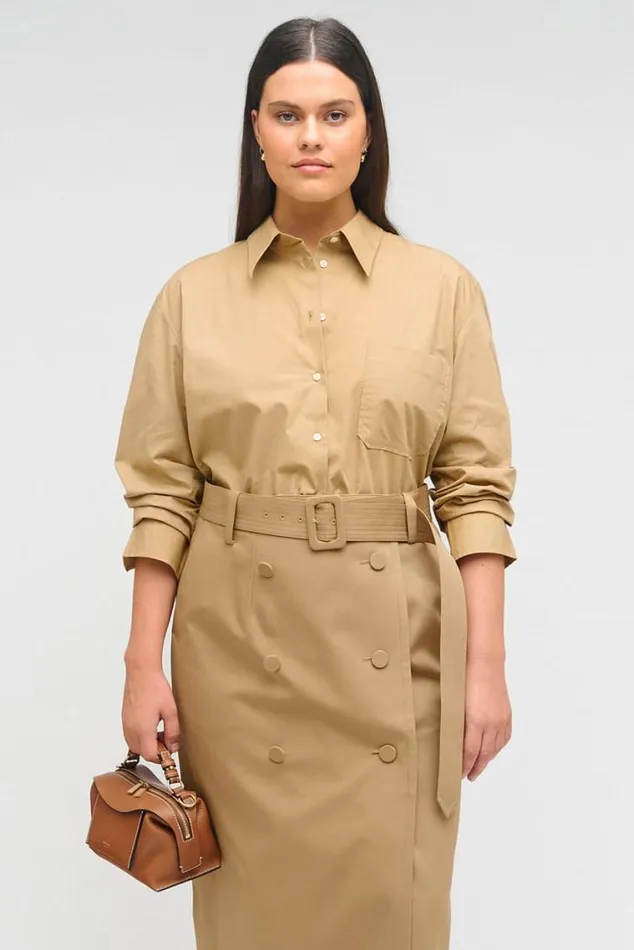 Oroton Sets Poplin Long Sleeve Shirt Camel 8211 Women