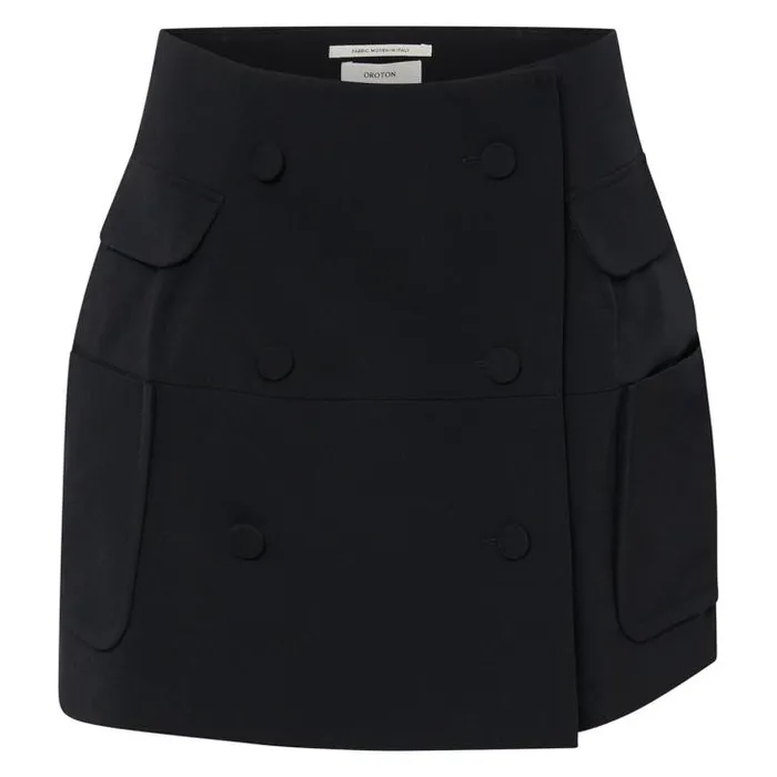 Oroton Skirts Double Breasted Mini Bell Skirt Black 8211 Women