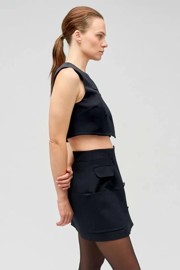 Oroton Skirts Double Breasted Mini Bell Skirt Black 8211 Women