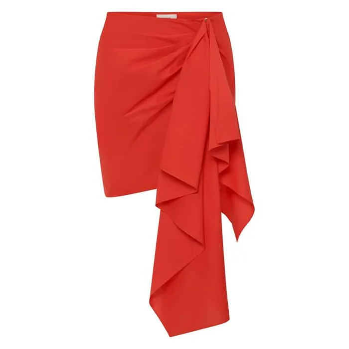 Oroton Skirts Poplin Short Sarong Skirt Poppy 8211 Women