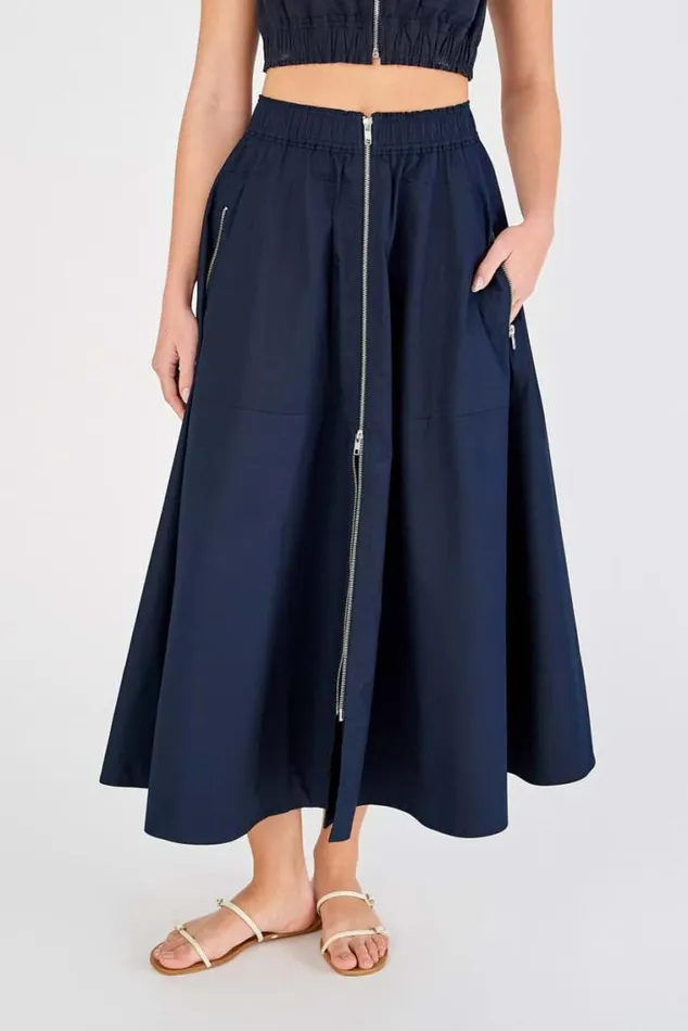 Oroton Skirts Zip Utility Midi Skirt North Sea 8211 Women