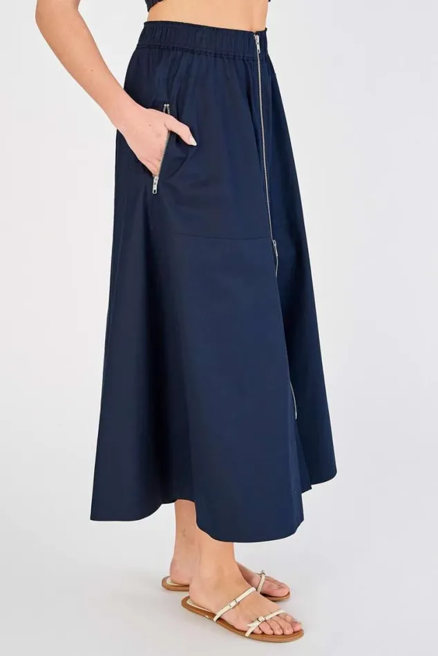 Oroton Skirts Zip Utility Midi Skirt North Sea 8211 Women