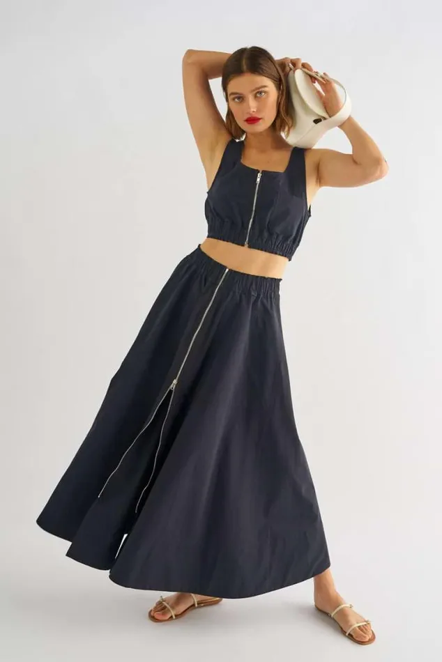 Oroton Skirts Zip Utility Midi Skirt North Sea 8211 Women