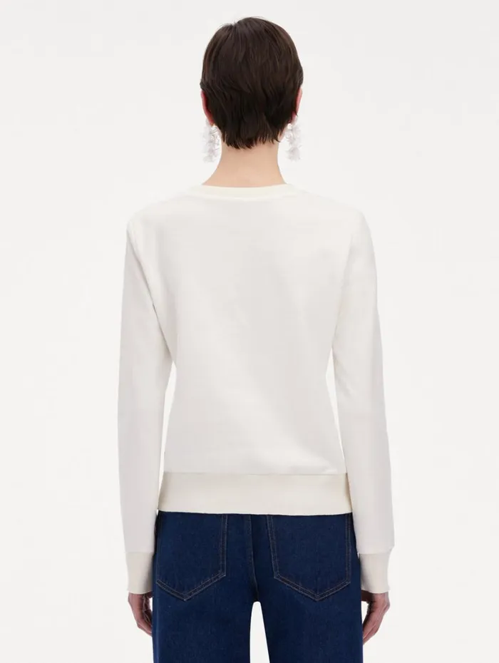 Oscar De La Renta Chrysanthemum Jersey Pullover Yellow Ivory Women Blouses and Knits