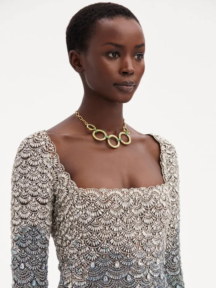 Oscar De La Renta Crystal Embroidered Cocktail Dress Olivine Women Dresses Oscar De La Renta Crystal Embroidered Cocktail Dress Olivine Women Dresses