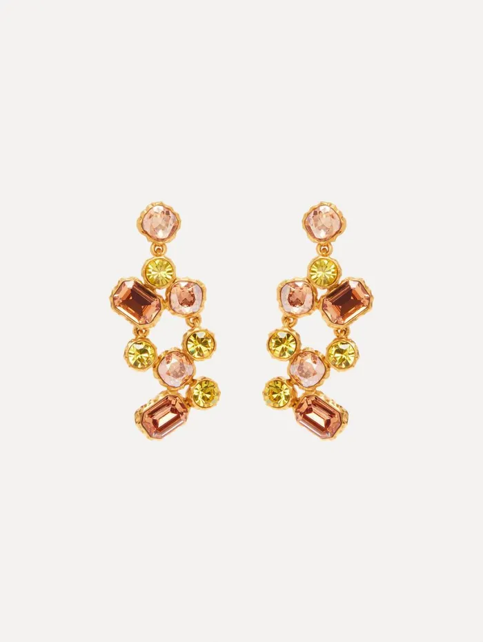 Oscar De La Renta Crystal Scramble Earrings Topaz Multi Women Earrings