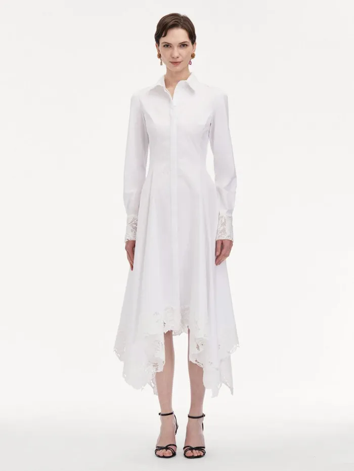 Oscar De La Renta Floral Guipure Handkerchief Dress White Women Dresses Oscar De La Renta Floral Guipure Handkerchief Dress White Women Dresses