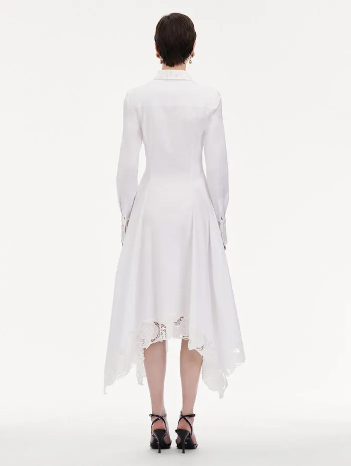 Oscar De La Renta Floral Guipure Handkerchief Dress White Women Dresses Oscar De La Renta Floral Guipure Handkerchief Dress White Women Dresses
