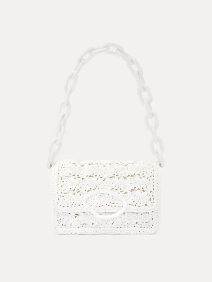 Oscar De La Renta HandCrocheted Raffia O Pochette Ivory Women Handbags