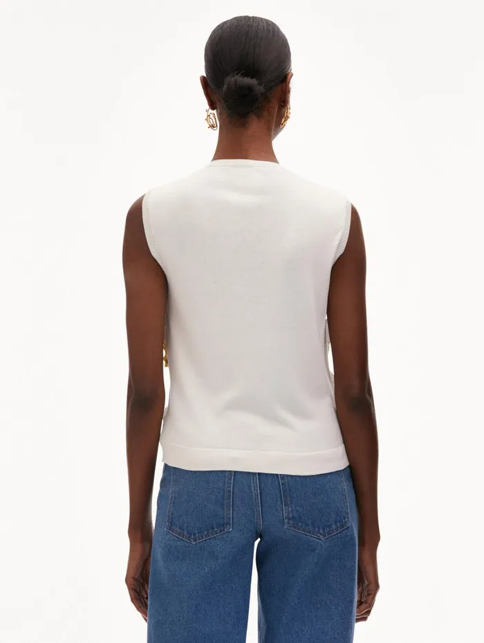 Oscar De La Renta Orchid Threadwork Inset Tank White Multi Women Blouses and Knits Oscar De La Renta Orchid Threadwork Inset Tank White Multi Women Blouses and Knits