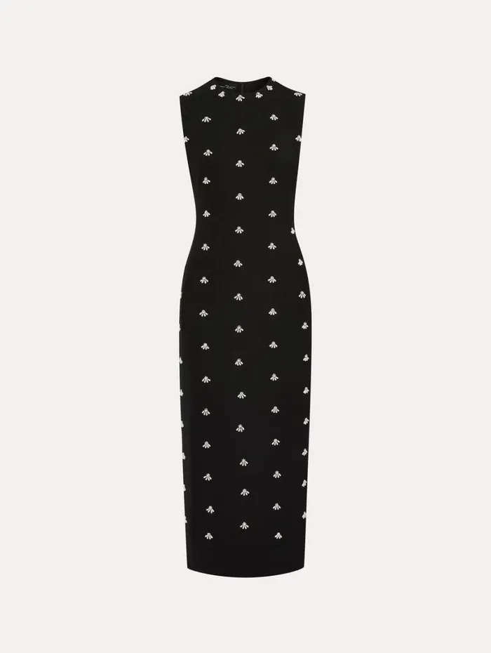 Oscar De La Renta Pearl Cabochon Cocktail Dress Black Women Dresses