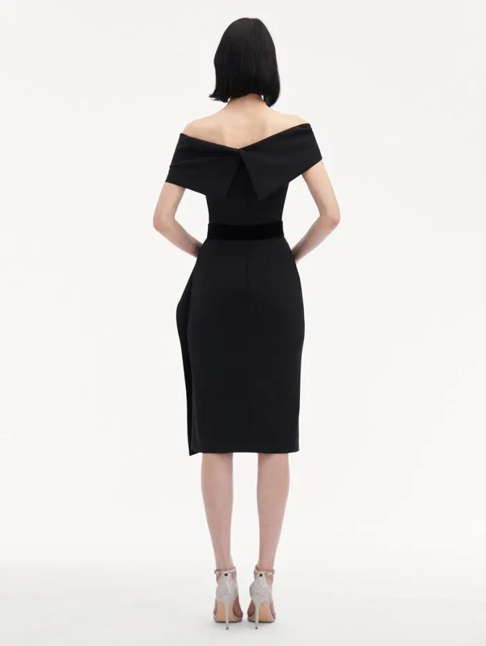 Oscar De La Renta RibbonDetailed Off Shoulder Cocktail Dress Black Women Dresses Oscar De La Renta RibbonDetailed Off Shoulder Cocktail Dress Black Women Dresses