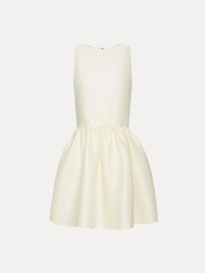 Oscar De La Renta Silk Drop Waist Cocktail Dress Ivory Women Dresses