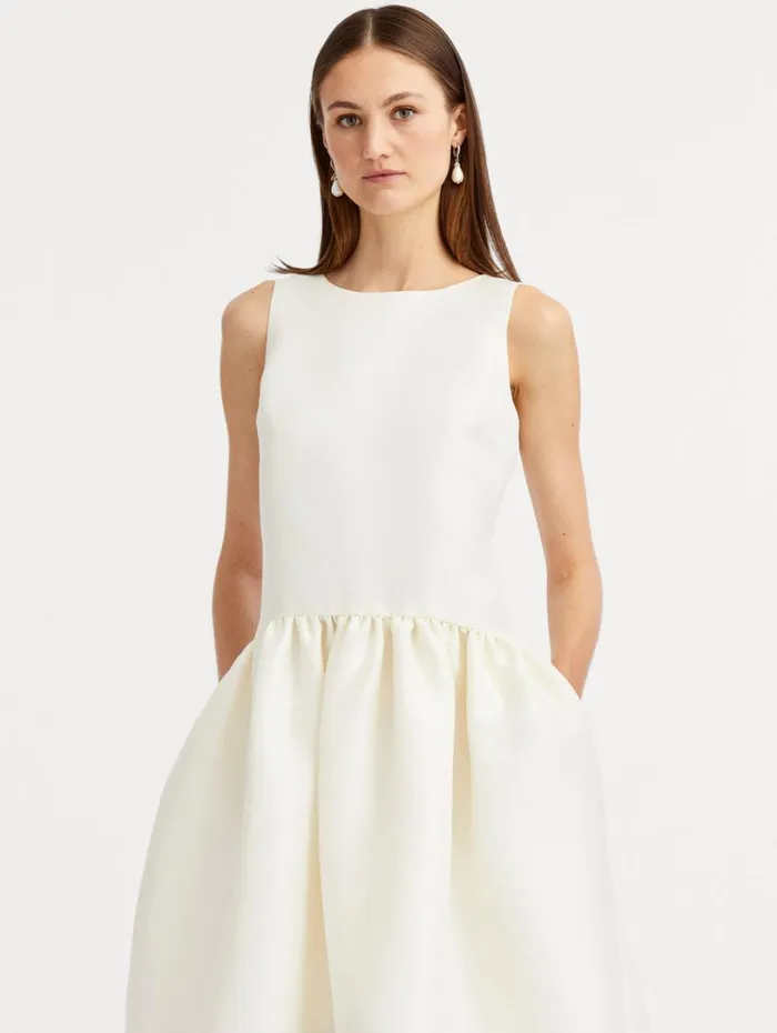 Oscar De La Renta Silk Drop Waist Cocktail Dress Ivory Women Dresses Oscar De La Renta Silk Drop Waist Cocktail Dress Ivory Women Dresses