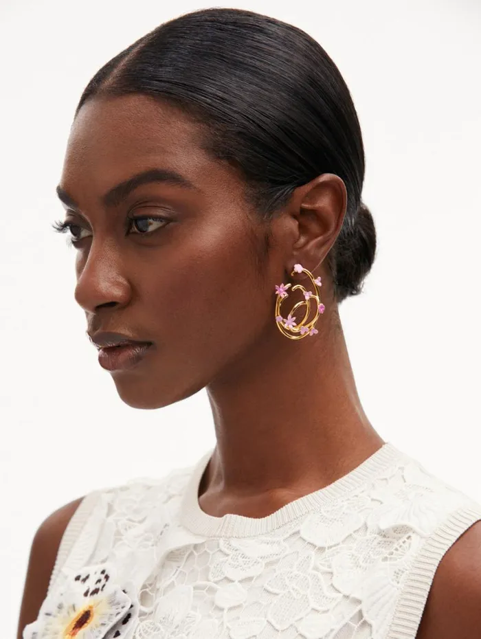 Oscar De La Renta Tangled O Floral Earrings Rose Women Earrings Oscar De La Renta Tangled O Floral Earrings Rose Women Earrings