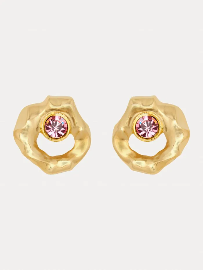 Oscar De La Renta Textured Metal Earrings Rose Women Earrings