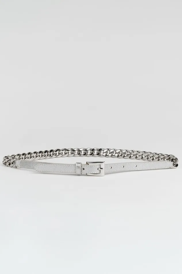 Outlet 8211 Women Belts Elie Tahari Metallic Chain Belt Silver Metallic