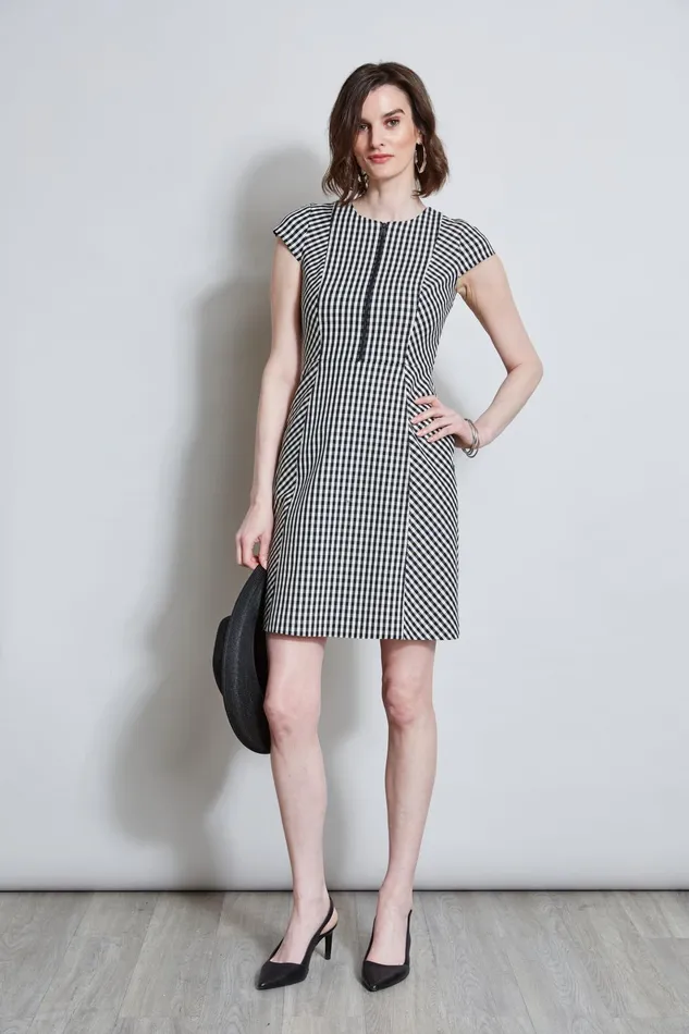 Outlet 8211 Women Dresses and Jumpsuits Elie Tahari Gingham Fit and Flare Dress Blackwhite Outlet 8211 Women Dresses and Jumpsuits Elie Tahari Gingham Fit and Flare Dress Blackwhite