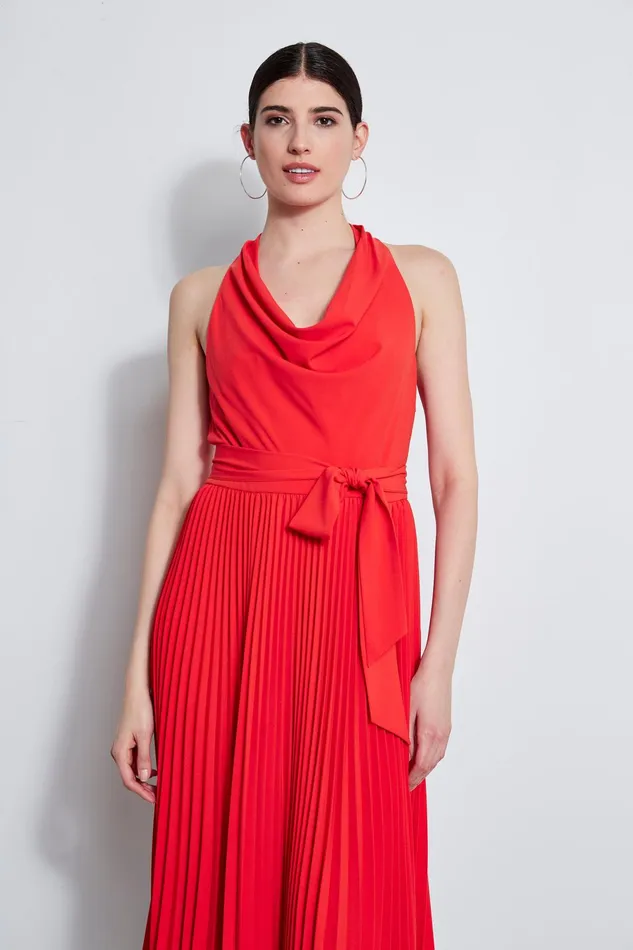 Outlet 8211 Women Dresses and Jumpsuits Elie Tahari Pleated Cowl Midi Dress Agave