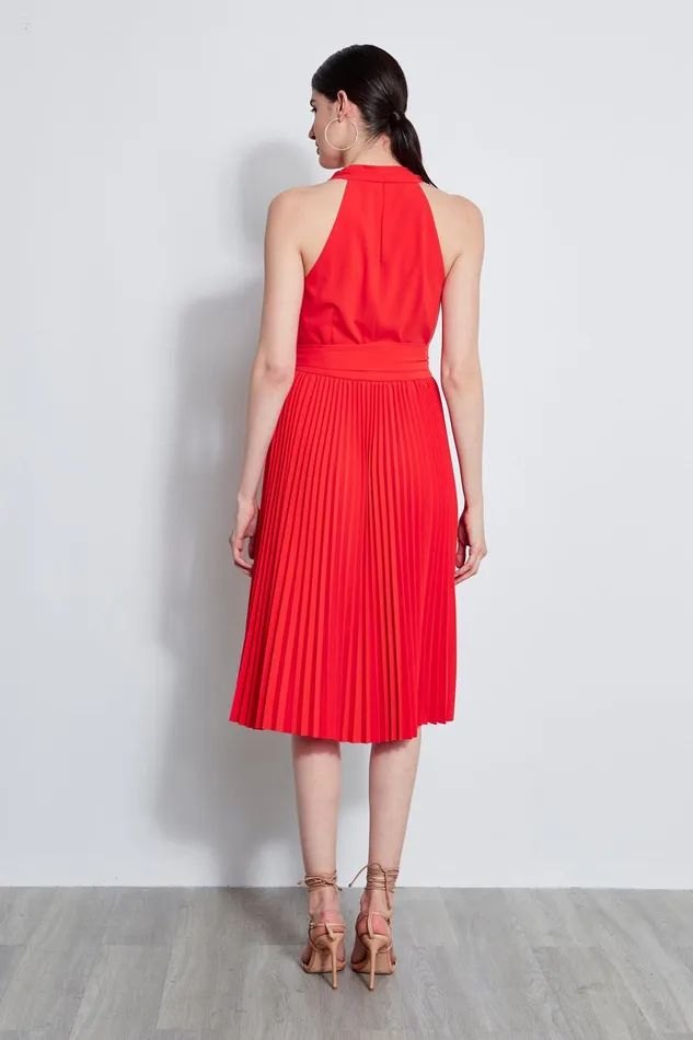 Outlet 8211 Women Dresses and Jumpsuits Elie Tahari Pleated Cowl Midi Dress Agave