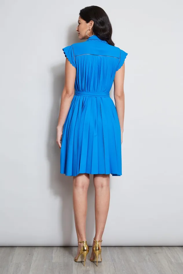 Outlet 8211 Women Dresses and Jumpsuits Elie Tahari Pleated Scallop Dress Blue Ivy