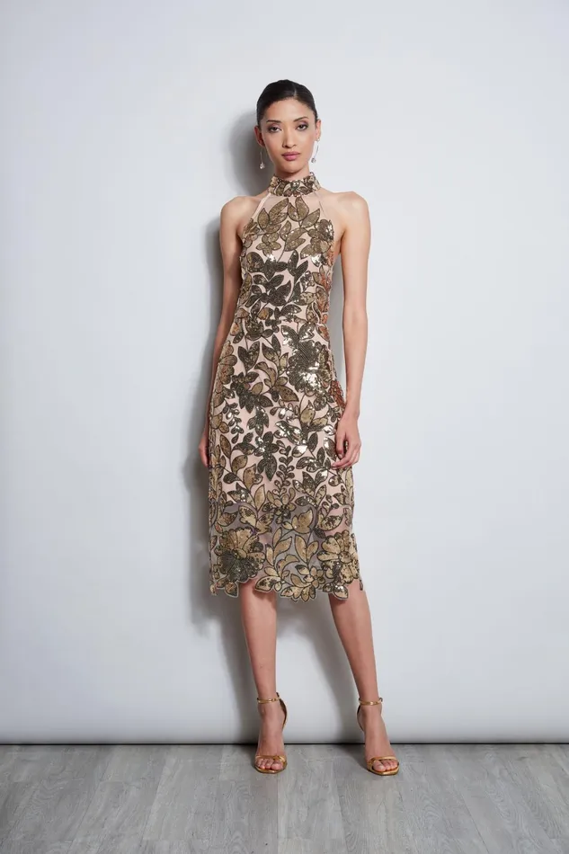 Outlet 8211 Women Dresses and Jumpsuits Elie Tahari Sequin Floral Halter Dress Gold Multi Outlet 8211 Women Dresses and Jumpsuits Elie Tahari Sequin Floral Halter Dress Gold Multi