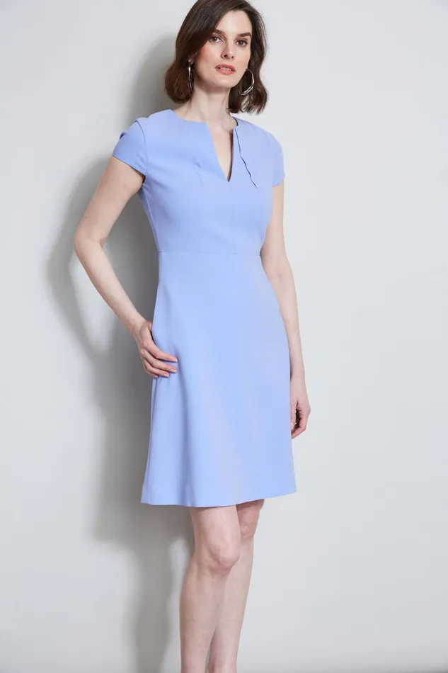 Outlet 8211 Women Dresses and Jumpsuits Elie Tahari Short Sleeve Dart Dress Horizon Blue