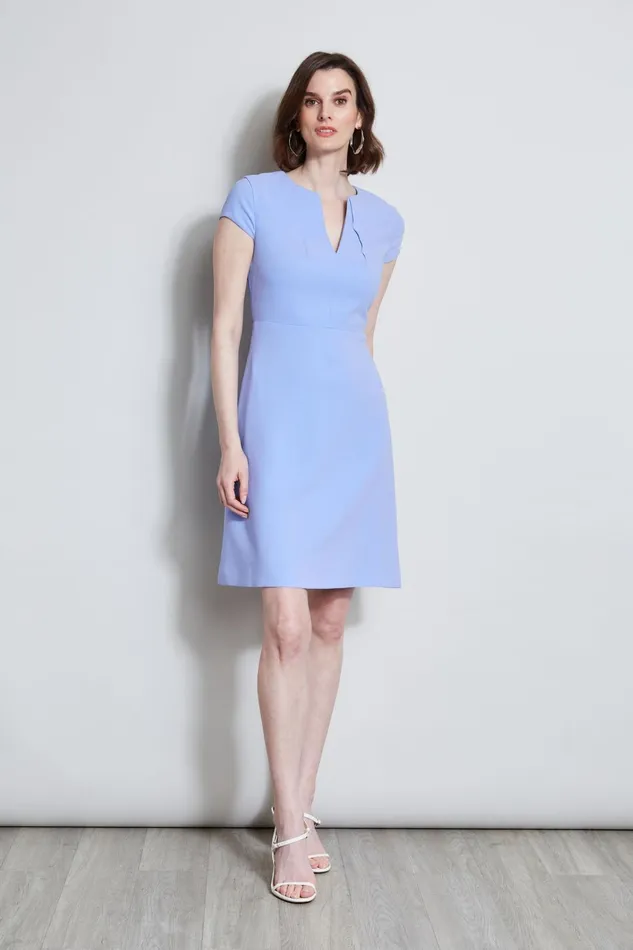 Outlet 8211 Women Dresses and Jumpsuits Elie Tahari Short Sleeve Dart Dress Horizon Blue