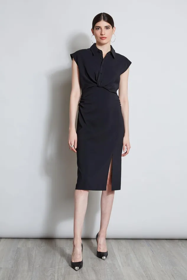 Outlet 8211 Women Dresses and Jumpsuits Elie Tahari Twist Button Dress Black