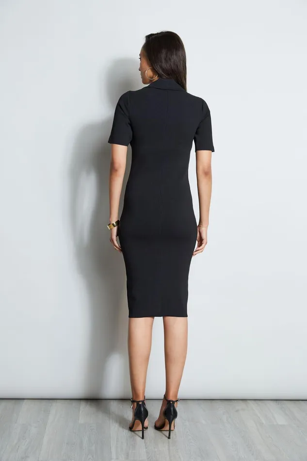 Outlet 8211 Women Midi Dresses Elie Tahari Contour Sweater Dress Black