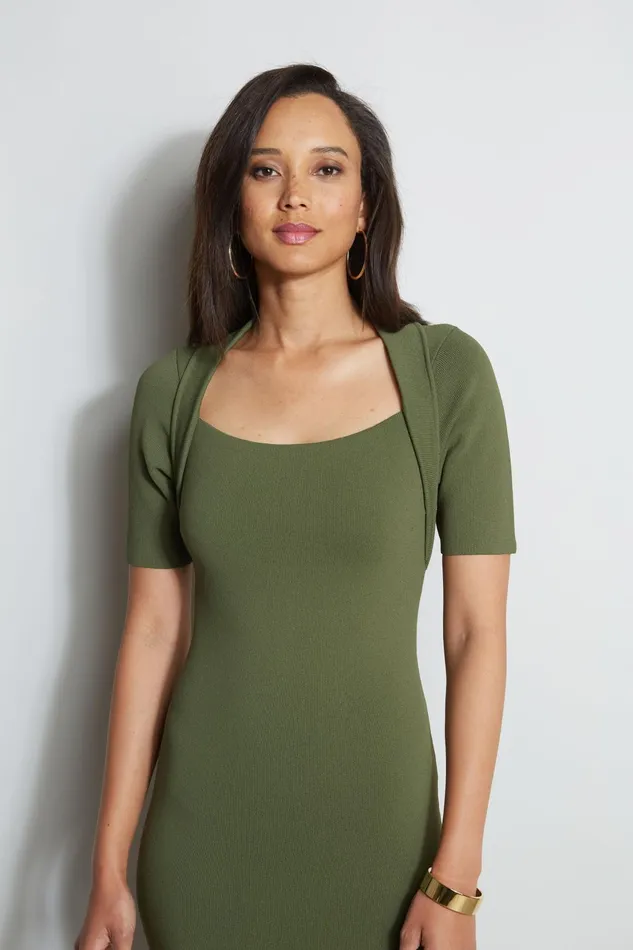 Outlet 8211 Women Midi Dresses Elie Tahari Contour Sweater Dress Tuscan