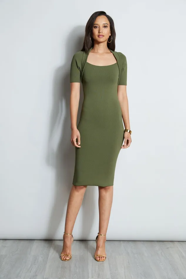 Outlet 8211 Women Midi Dresses Elie Tahari Contour Sweater Dress Tuscan