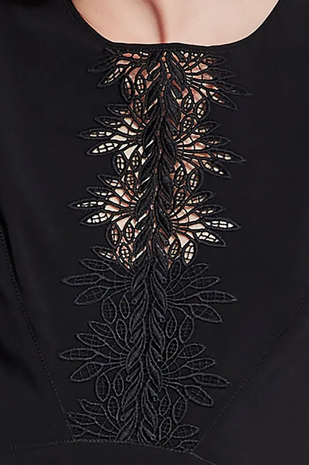 Outlet 8211 Women Midi Dresses Elie Tahari Lace Applique Midi Dress Black