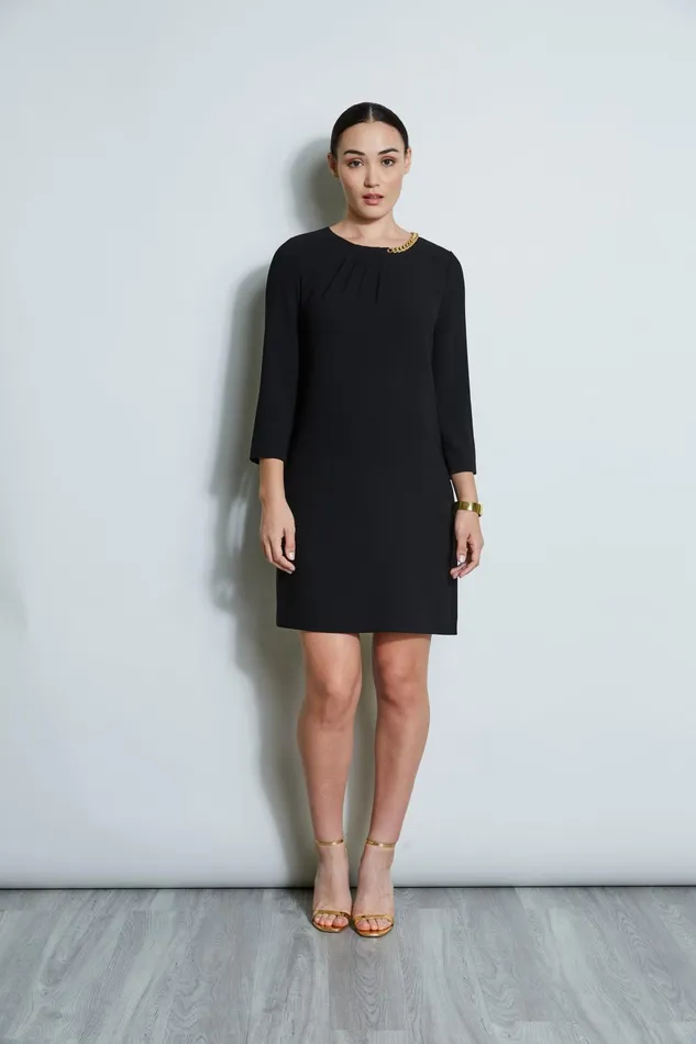 Outlet 8211 Women Short Dresses Elie Tahari Chain Shift Dress Black