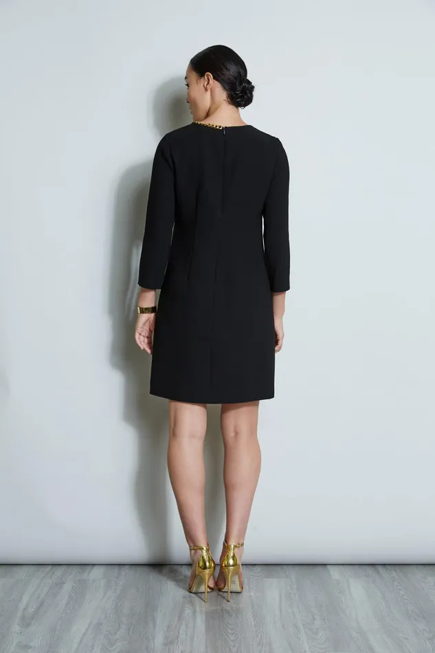 Outlet 8211 Women Short Dresses Elie Tahari Chain Shift Dress Black