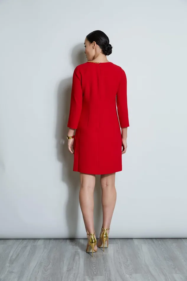 Outlet 8211 Women Short Dresses Elie Tahari Chain Shift Dress Flame Red