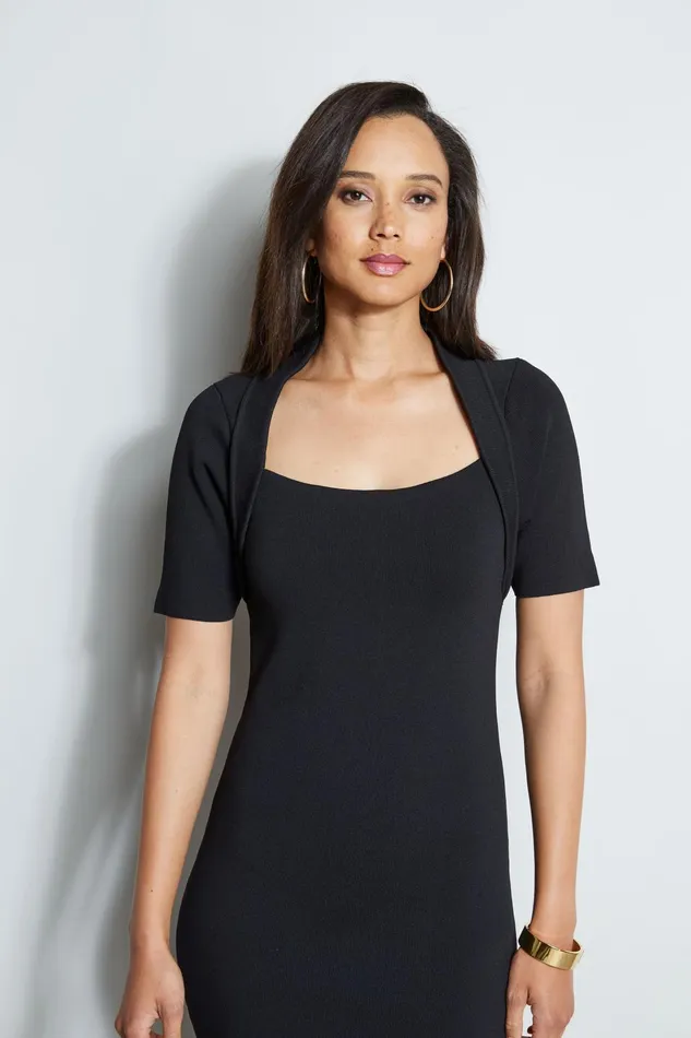 Outlet 8211 Women Short Sleeve Dresses Elie Tahari Contour Sweater Dress Black