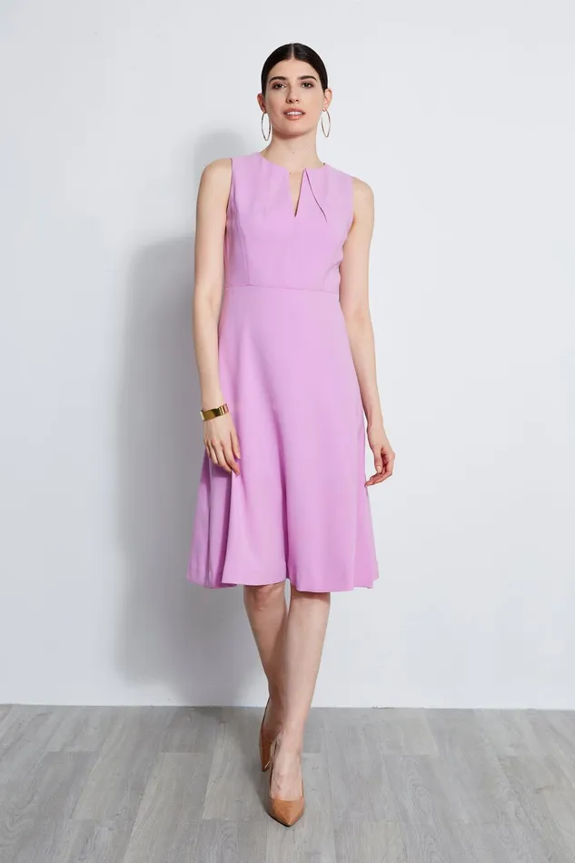 Outlet 8211 Women Sleeveless Dresses Elie Tahari Fit and Flare Dart Midi Dress Orchid